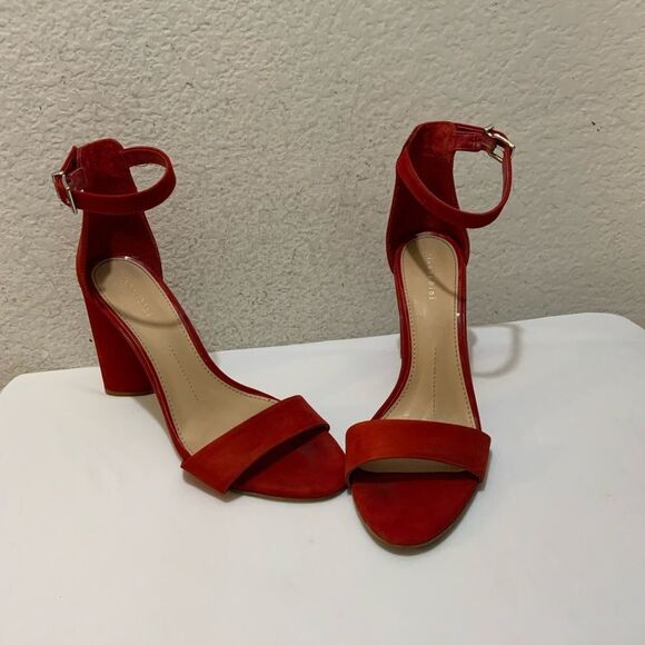 Gianni Bini Red Suede Ankle Strap Heel Sandals Size 10 - Picture 2 of 9